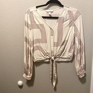 H&M Long sleeve tie crop